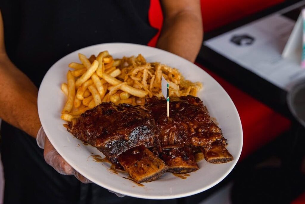 Flame-grilled ribs with fries platter