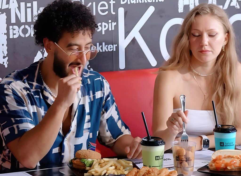 A family enjoying a Friday meal together at a restaurant in Dubai