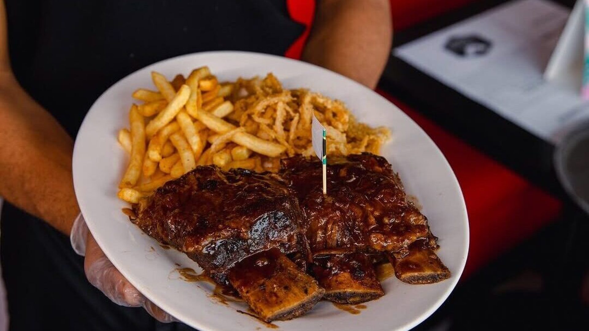 Flame-grilled ribs with fries platter